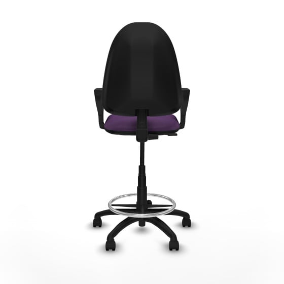 Taburete Aýna CP bali morado brazos fijos base poliamida ruedas nailon 50mm
