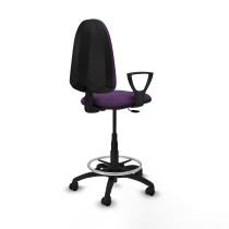 Taburete Aýna CP bali morado brazos fijos base poliamida ruedas nailon 50mm