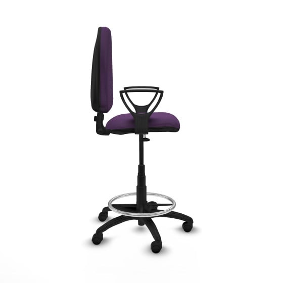 Taburete Aýna CP bali morado brazos fijos base poliamida ruedas nailon 50mm