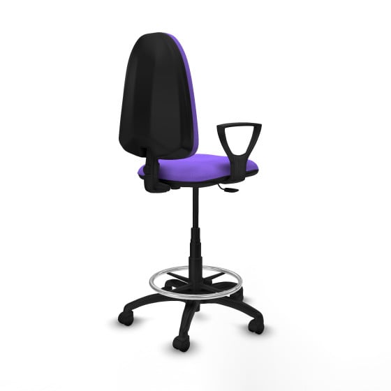 Taburete Aýna CP bali lila brazos fijos base poliamida ruedas nailon 50mm