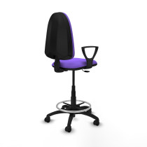 Taburete Aýna CP bali lila brazos fijos base poliamida ruedas nailon 50mm