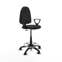 Taburete Aýna CP bali negro brazos fijos base poliamida ruedas nailon 50mm
