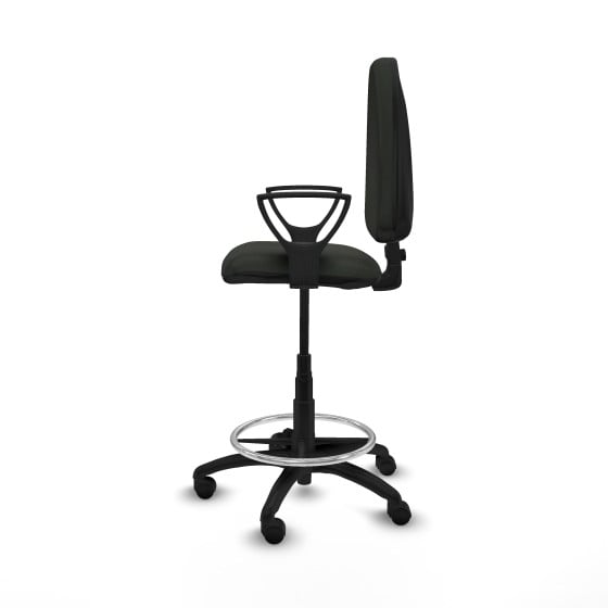 Taburete Aýna CP bali negro brazos fijos base poliamida ruedas nailon 50mm