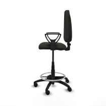 Taburete Aýna CP bali negro brazos fijos base poliamida ruedas nailon 50mm