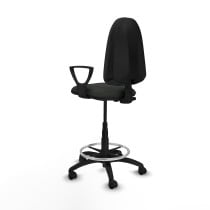 Taburete Aýna CP bali negro brazos fijos base poliamida ruedas nailon 50mm