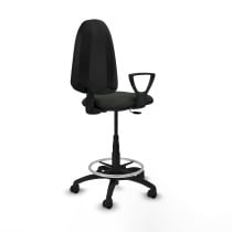 Taburete Aýna CP bali negro brazos fijos base poliamida ruedas nailon 50mm