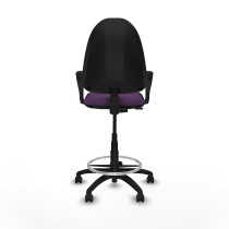 Taburete Aýna CP bali morado brazos fijos base poliamida ruedas engomadas 50mm