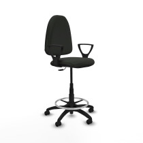 Taburete Aýna CP bali negro brazos fijos base poliamida ruedas engomadas 50mm