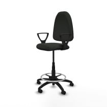 Taburete Aýna CP bali negro brazos fijos base poliamida ruedas engomadas 50mm