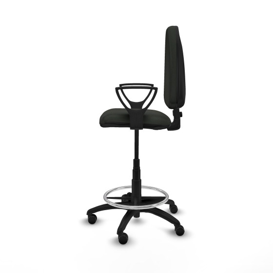 Taburete Aýna CP bali negro brazos fijos base poliamida ruedas engomadas 50mm