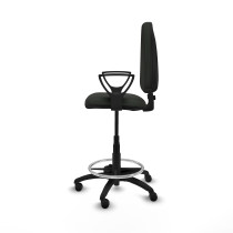 Taburete Aýna CP bali negro brazos fijos base poliamida ruedas engomadas 50mm