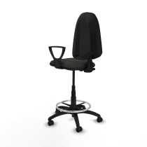 Taburete Aýna CP bali negro brazos fijos base poliamida ruedas engomadas 50mm