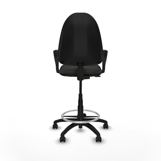 Taburete Aýna CP bali negro brazos fijos base poliamida ruedas engomadas 50mm