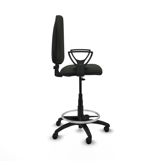 Taburete Aýna CP bali negro brazos fijos base poliamida ruedas engomadas 50mm