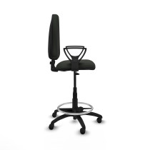 Taburete Aýna CP bali negro brazos fijos base poliamida ruedas engomadas 50mm