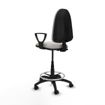 Taburete Aýna CP similpiel blanco brazos fijos base poliamida ruedas nailon 50mm