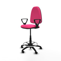 Taburete Aýna CP similpiel rosa brazos fijos base poliamida ruedas nailon 50mm