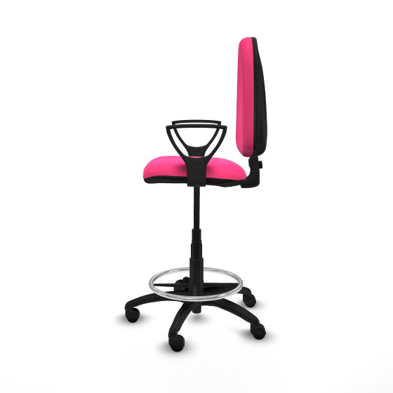 Taburete Aýna CP similpiel rosa brazos fijos base poliamida ruedas nailon 50mm