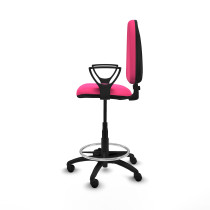 Taburete Aýna CP similpiel rosa brazos fijos base poliamida ruedas nailon 50mm
