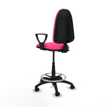Taburete Aýna CP similpiel rosa brazos fijos base poliamida ruedas nailon 50mm