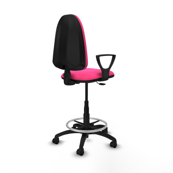 Taburete Aýna CP similpiel rosa brazos fijos base poliamida ruedas nailon 50mm