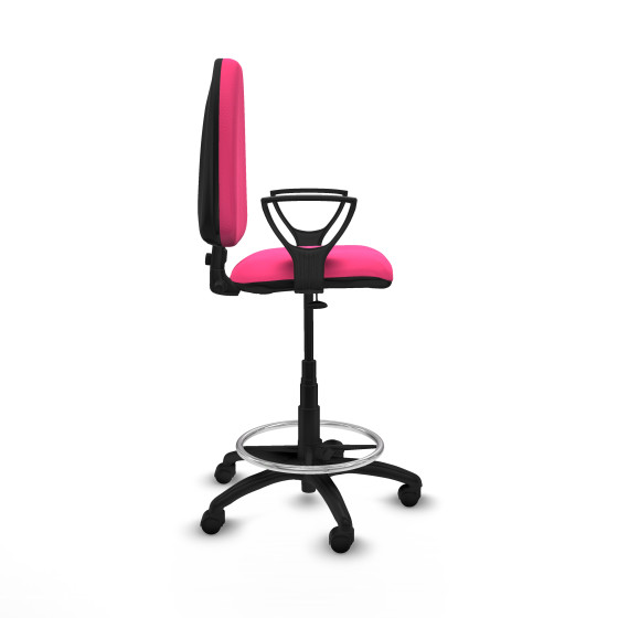 Taburete Aýna CP similpiel rosa brazos fijos base poliamida ruedas nailon 50mm