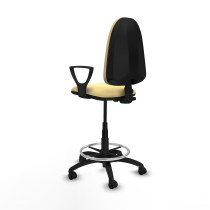 Taburete Aýna CP similpiel crema brazos fijos base poliamida ruedas nailon 50mm