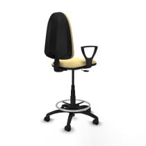 Taburete Aýna CP similpiel crema brazos fijos base poliamida ruedas nailon 50mm