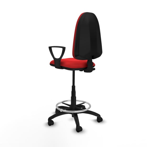 Taburete Aýna CP similpiel rojo brazos fijos base poliamida ruedas nailon 50mm