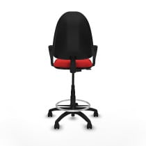 Taburete Aýna CP similpiel rojo brazos fijos base poliamida ruedas nailon 50mm