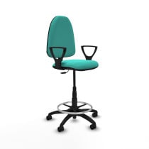 Taburete Aýna CP similpiel turquesa brazos fijos base poliamida ruedas nailon 50mm