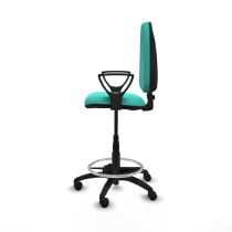 Taburete Aýna CP similpiel turquesa brazos fijos base poliamida ruedas nailon 50mm