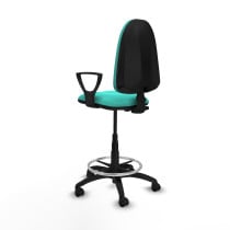 Taburete Aýna CP similpiel turquesa brazos fijos base poliamida ruedas nailon 50mm