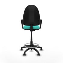 Taburete Aýna CP similpiel turquesa brazos fijos base poliamida ruedas nailon 50mm
