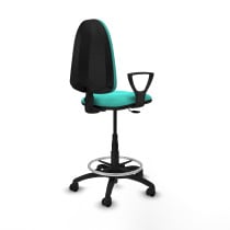 Taburete Aýna CP similpiel turquesa brazos fijos base poliamida ruedas nailon 50mm