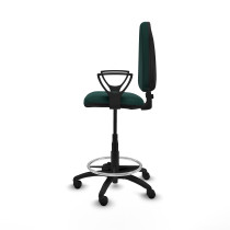 Taburete Aýna CP similpiel verde botella brazos fijos base poliamida ruedas nailon 50mm