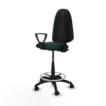 Taburete Aýna CP similpiel verde botella brazos fijos base poliamida ruedas nailon 50mm