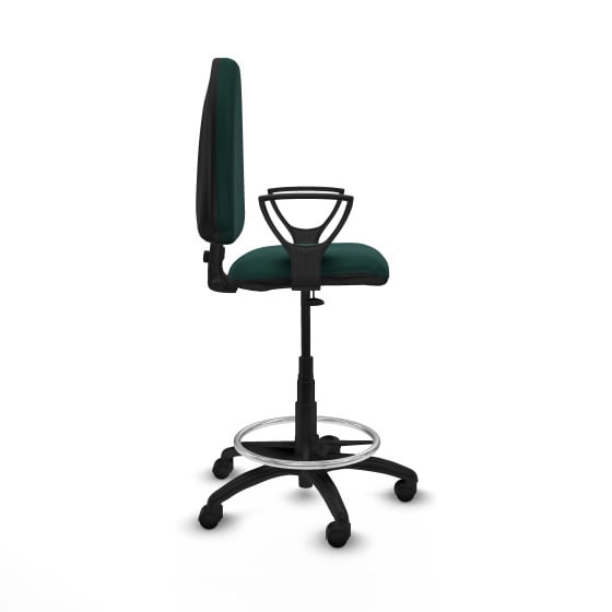 Taburete Aýna CP similpiel verde botella brazos fijos base poliamida ruedas nailon 50mm