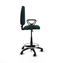 Taburete Aýna CP similpiel verde botella brazos fijos base poliamida ruedas nailon 50mm
