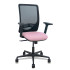 Silla Zulema sincro malla negra asiento bali rosa brazos 2D ruedas 65mm