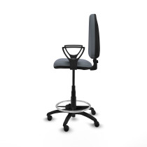 Taburete Aýna CP bali gris brazos fijos base poliamida ruedas engomadas 50mm