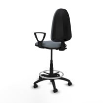 Taburete Aýna CP bali gris brazos fijos base poliamida ruedas engomadas 50mm