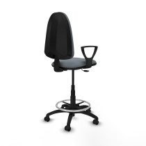 Taburete Aýna CP bali gris brazos fijos base poliamida ruedas engomadas 50mm