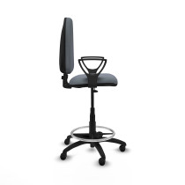 Taburete Aýna CP bali gris brazos fijos base poliamida ruedas engomadas 50mm