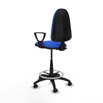 Taburete Aýna CP bali azul brazos fijos base poliamida ruedas engomadas 50mm