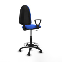 Taburete Aýna CP bali azul brazos fijos base poliamida ruedas engomadas 50mm
