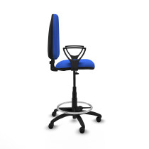 Taburete Aýna CP bali azul brazos fijos base poliamida ruedas engomadas 50mm