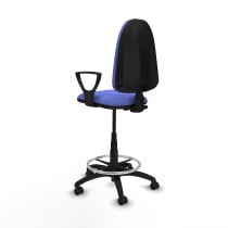Taburete Aýna CP bali azul claro brazos fijos base poliamida ruedas engomadas 50mm