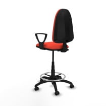 Taburete Aýna CP bali naranja oscuro brazos fijos base poliamida ruedas engomadas 50mm