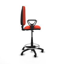 Taburete Aýna CP bali naranja oscuro brazos fijos base poliamida ruedas engomadas 50mm